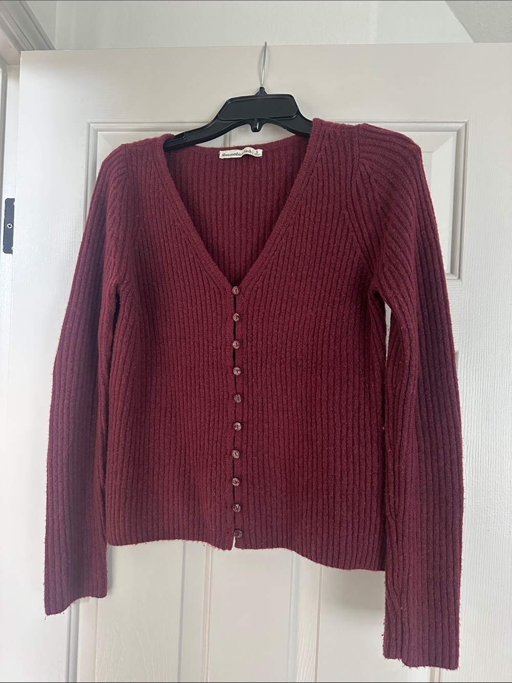 Abercrombie burgundy wool cardigan